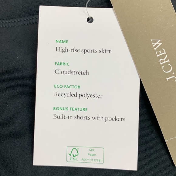 J Crew Active High Rise Sports Skirt Skort 2X Cloudstretch shorts Pockets NWT - Picture 5 of 12